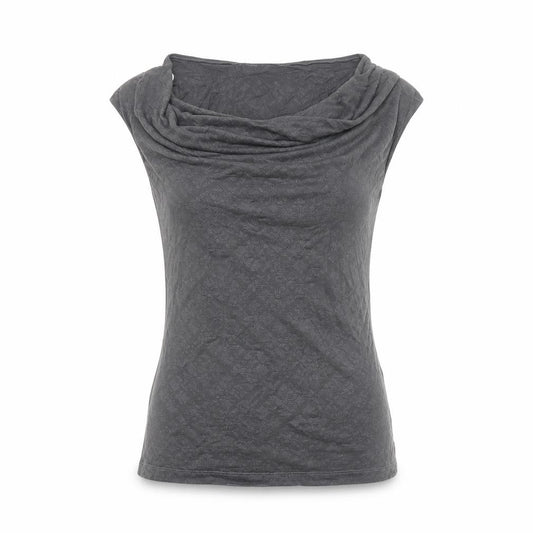 H&M Women Grey S Basic Cowl Neck Floral Jersey Cap Sleeve Top