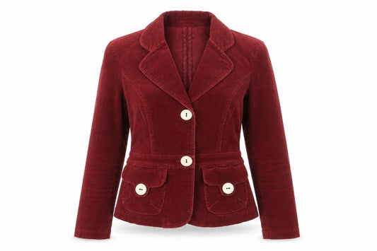 B.Moss Women’s Red Corduroy Blazer UK 8 Short Tailored Jacket