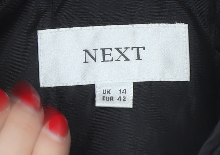 Next Women Black UK 14 Puffer Jacket Quilted Full Zip
