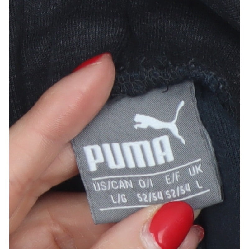 Puma Men’s Black L Tapered Cuffed Jogger Sweatpants Pockets Logo
