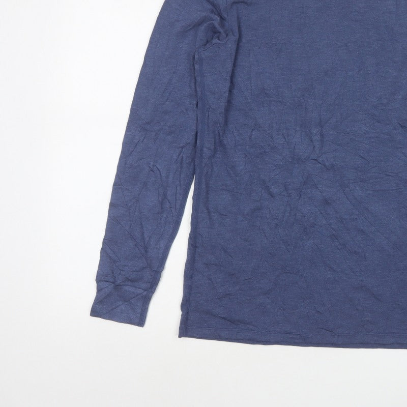 Marks & Spencer Men Blue Small Thermal Long Sleeve Basic T-Shirt