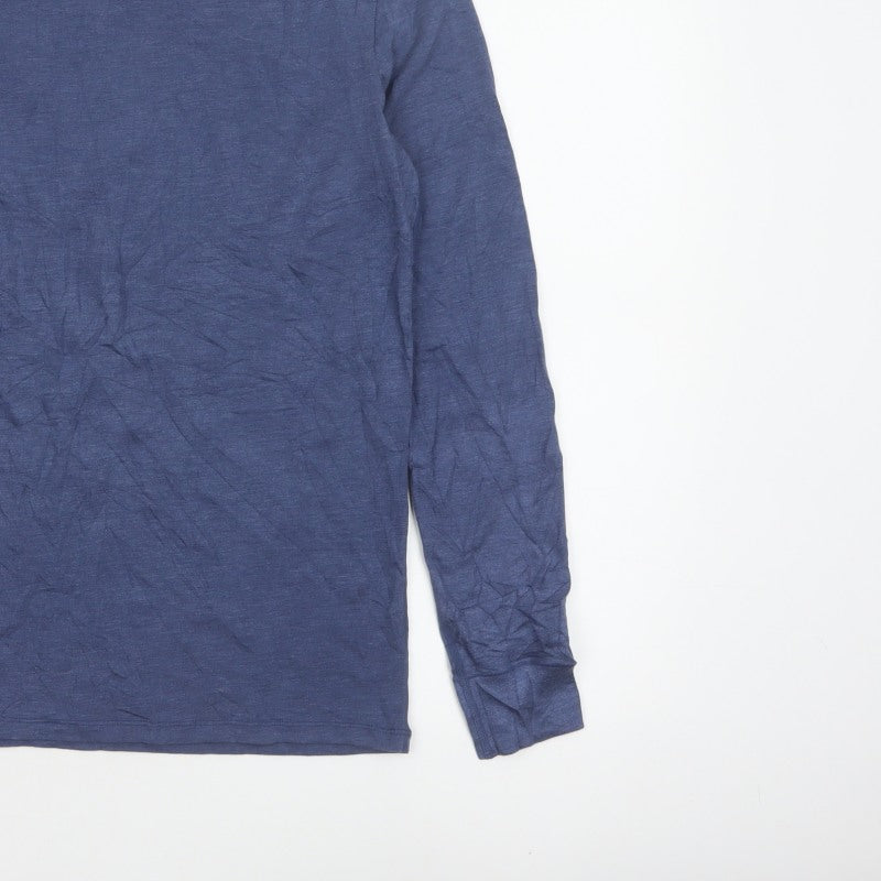 Marks & Spencer Men Blue Small Thermal Long Sleeve Basic T-Shirt