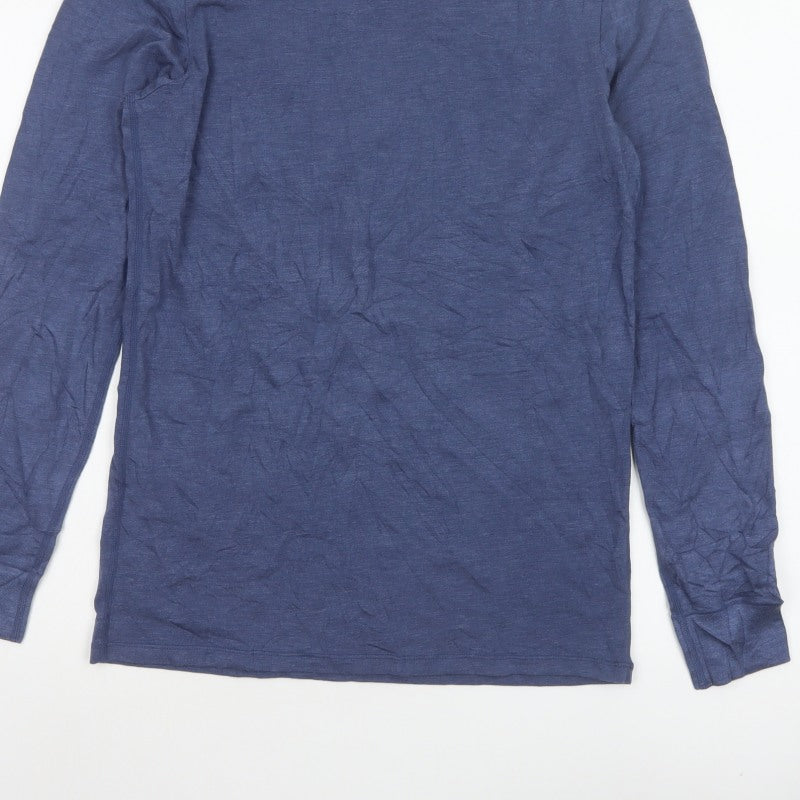 Marks & Spencer Men Blue Small Thermal Long Sleeve Basic T-Shirt