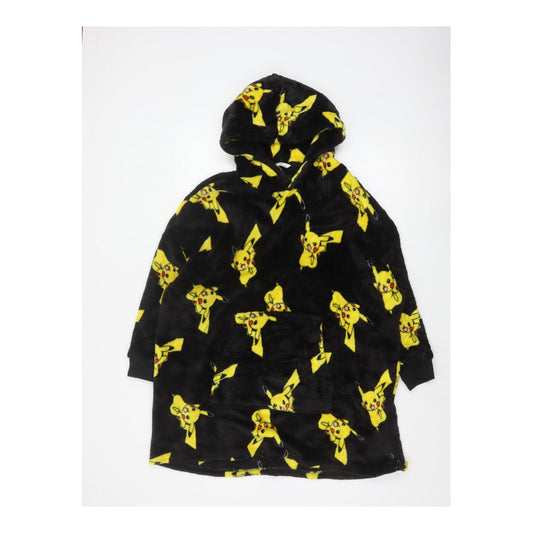 M&S Boys Black Pikachu Pokémon Hooded Fleece Robe 11-12 Years