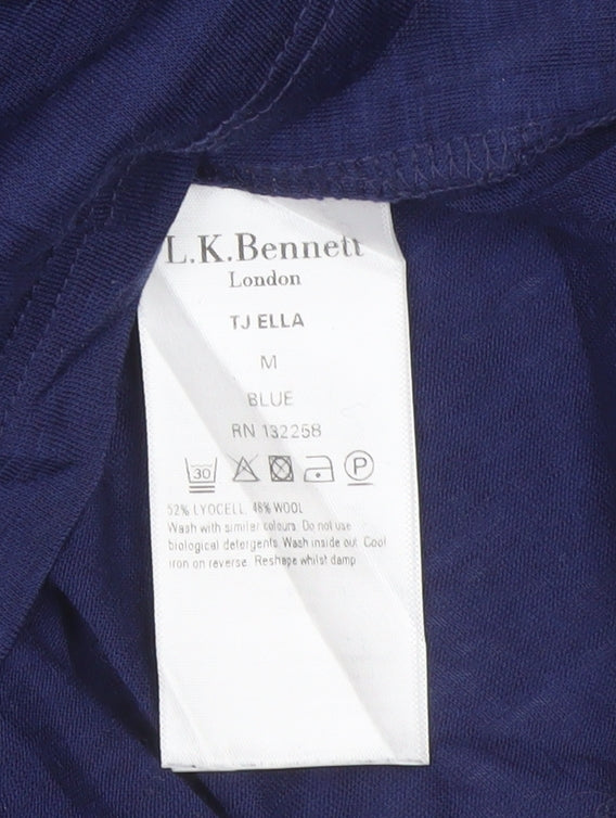 L.K.Bennett Women Blue M Lyocell Wool Jersey Long Sleeve Basic Top