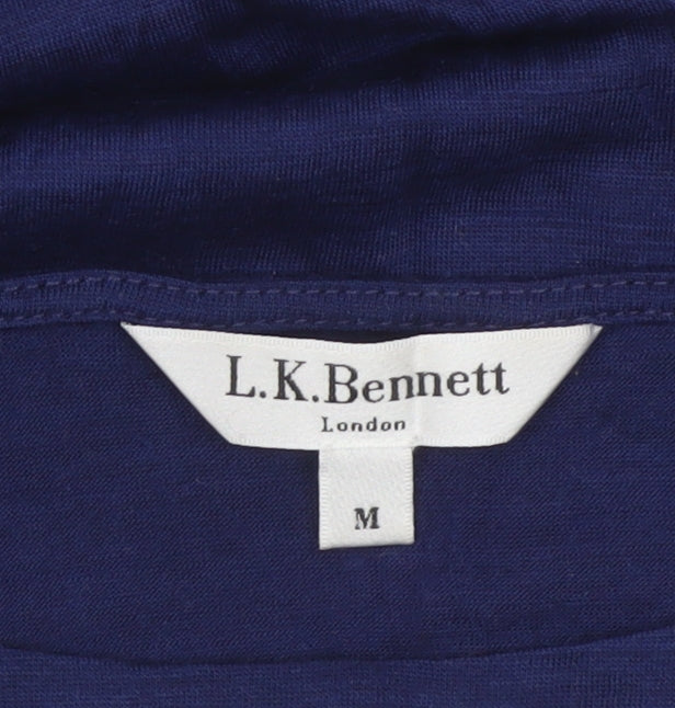 L.K.Bennett Women Blue M Lyocell Wool Jersey Long Sleeve Basic Top