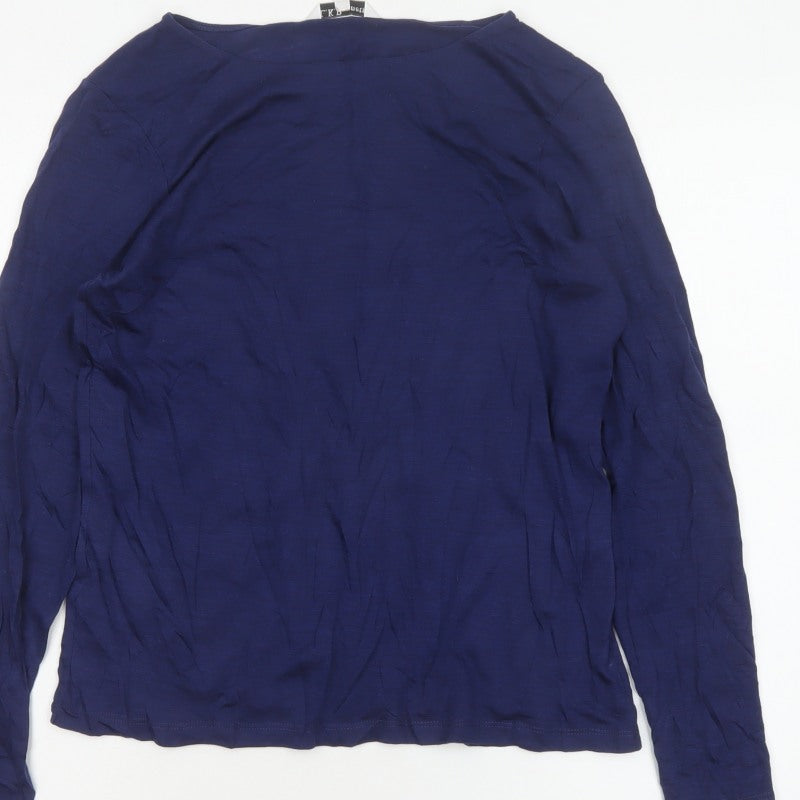 L.K.Bennett Women Blue M Lyocell Wool Jersey Long Sleeve Basic Top