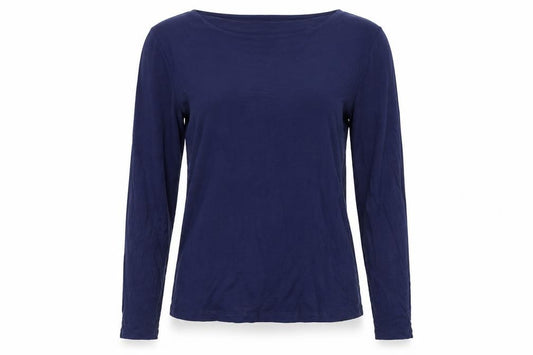 L.K.Bennett Women Blue M Lyocell Wool Jersey Long Sleeve Basic Top