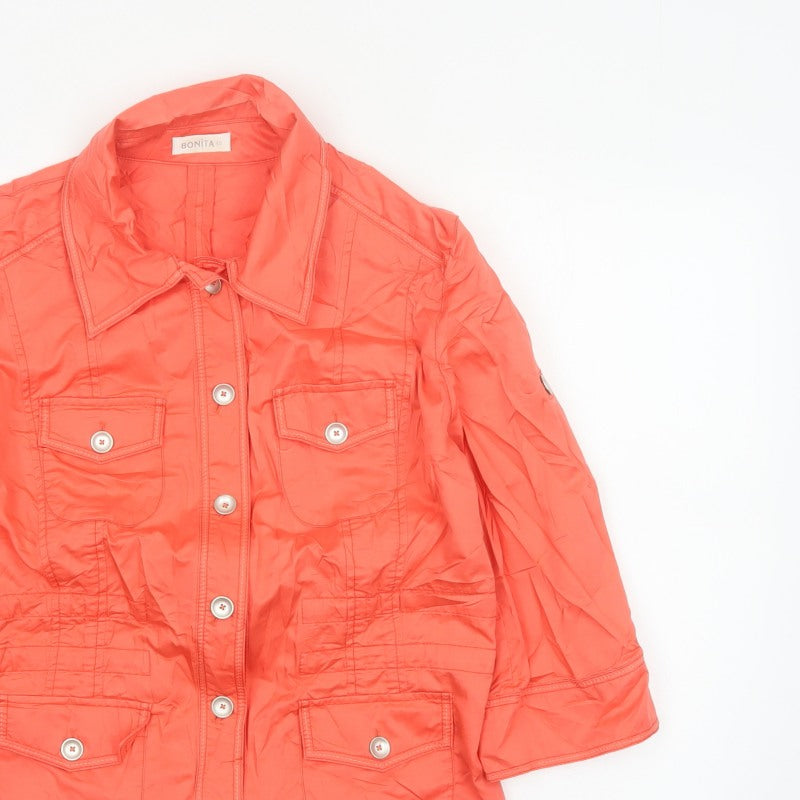 Bonita Women Orange UK 12 Basic Jacket Button-Up Collared Utility