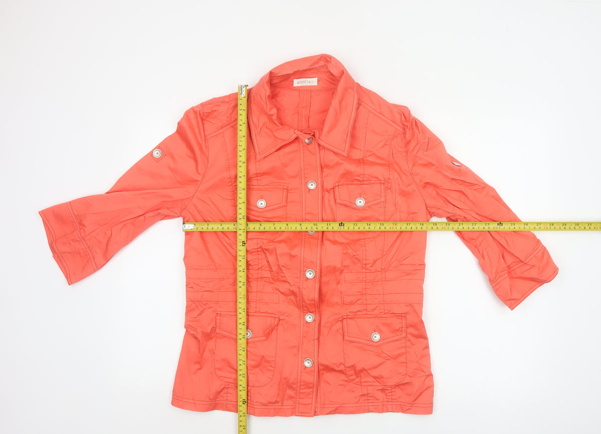 Bonita Women Orange UK 12 Basic Jacket Button-Up Collared Utility