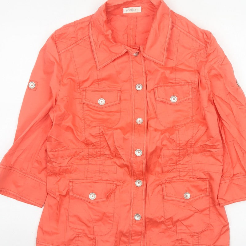Bonita Women Orange UK 12 Basic Jacket Button-Up Collared Utility