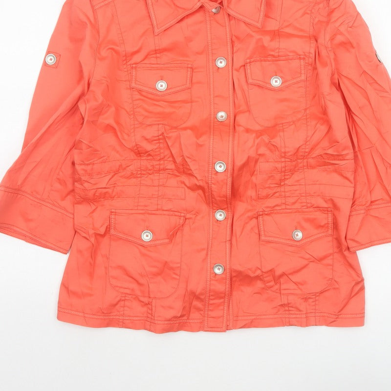 Bonita Women Orange UK 12 Basic Jacket Button-Up Collared Utility