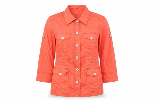 Bonita Women Orange UK 12 Basic Jacket Button-Up Collared Utility
