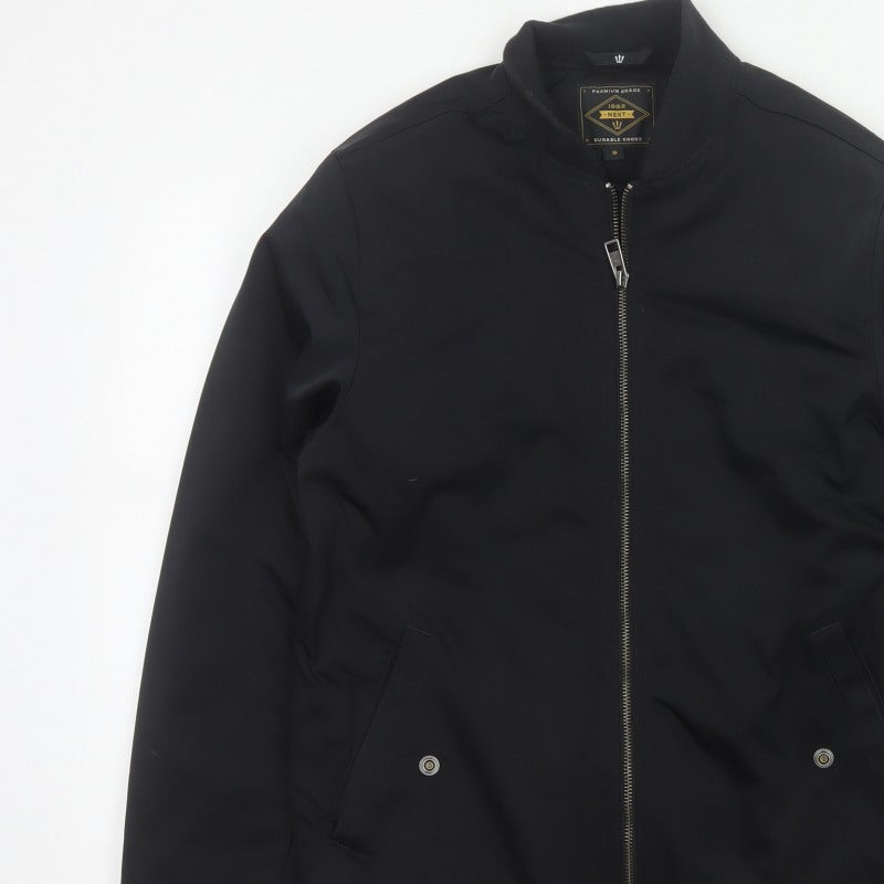 Next Men’s Black S Bomber Jacket Full Zip Lined Pockets