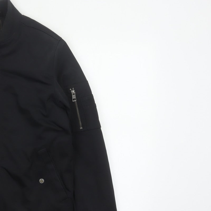 Next Men’s Black S Bomber Jacket Full Zip Lined Pockets