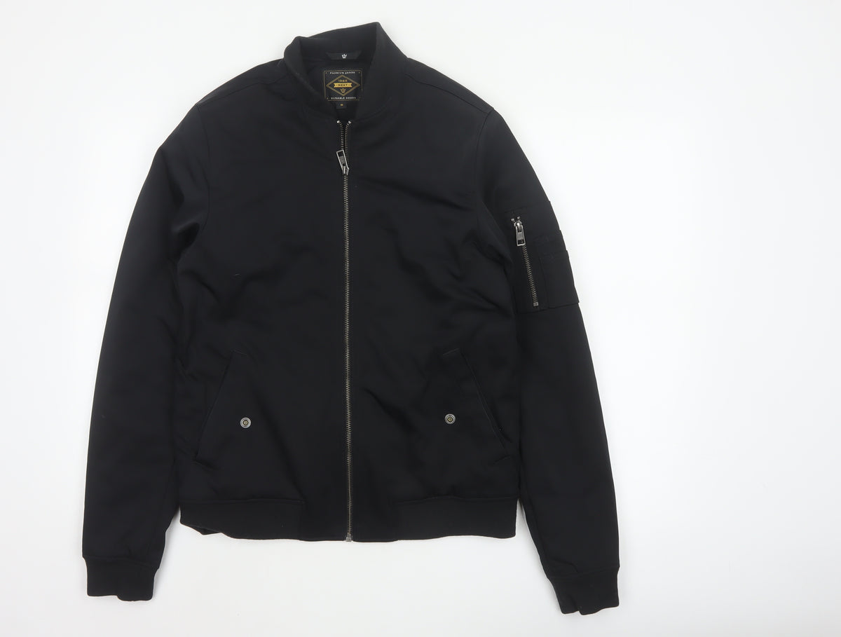 Next Men’s Black S Bomber Jacket Full Zip Lined Pockets