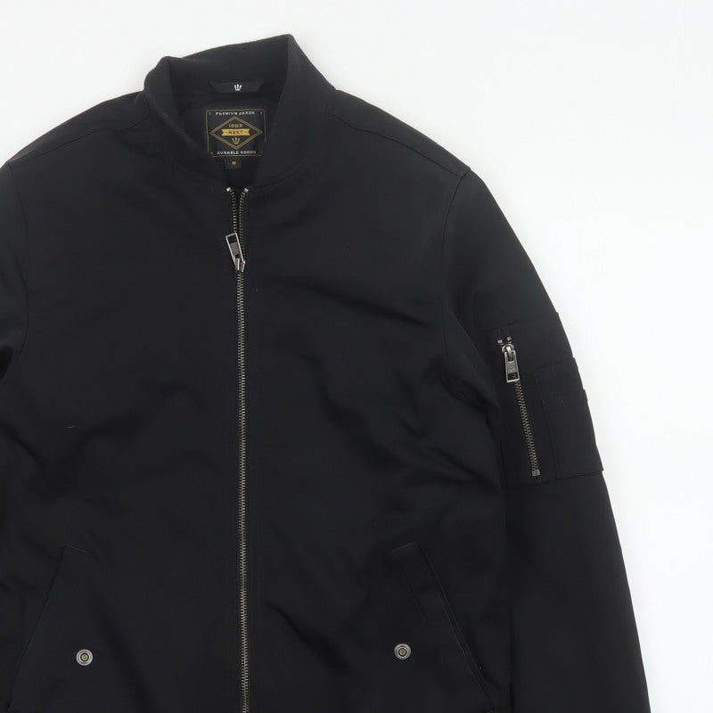 Next Men’s Black S Bomber Jacket Full Zip Lined Pockets
