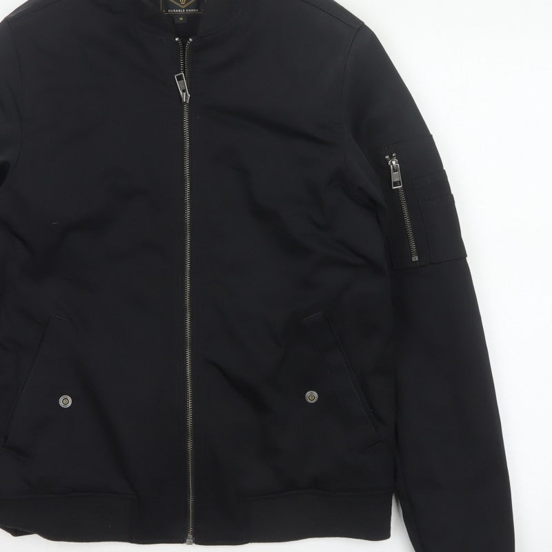 Next Men’s Black S Bomber Jacket Full Zip Lined Pockets