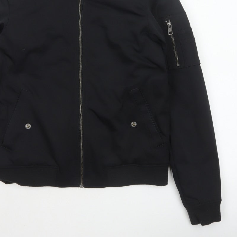 Next Men’s Black S Bomber Jacket Full Zip Lined Pockets