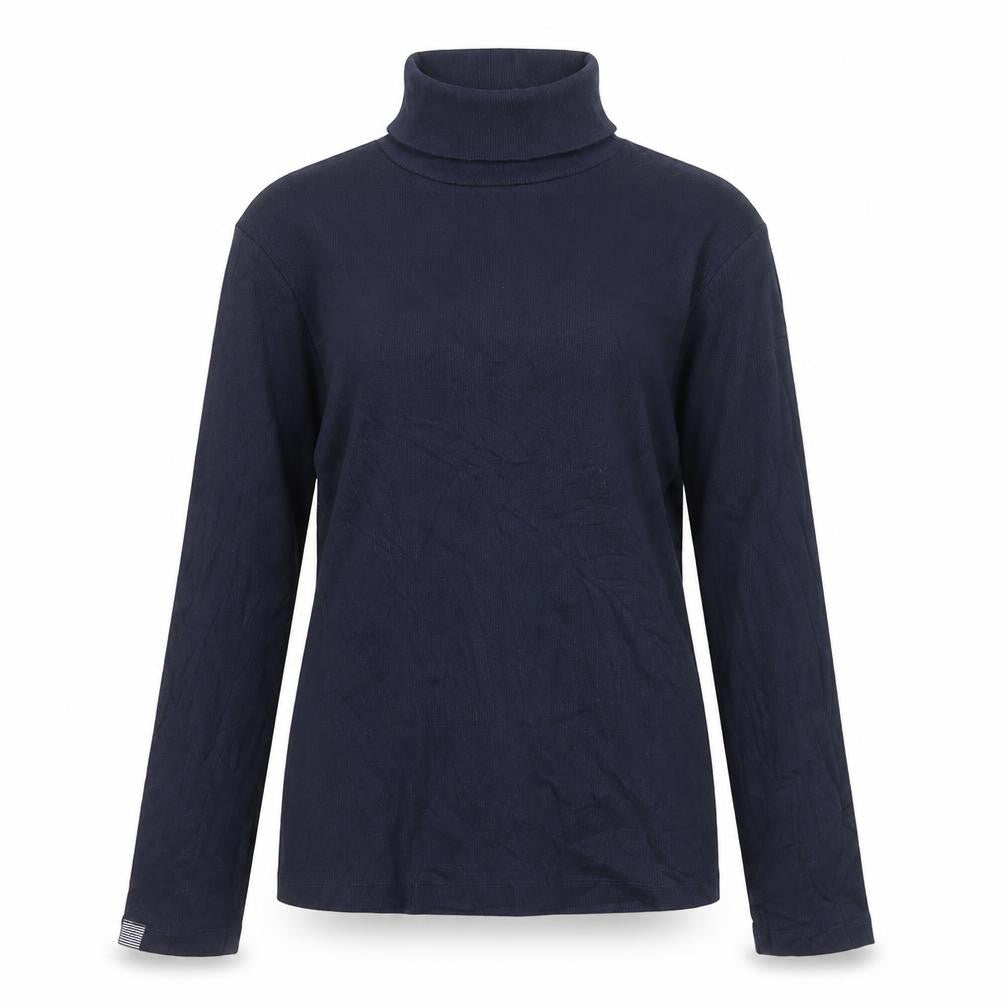 Jones Women Blue UK 14 Basic Roll Neck Long Sleeve Ribbed Top