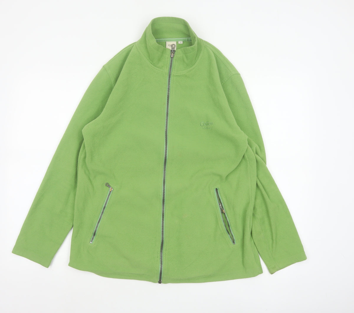 Cotton Traders Men’s Green S Full Zip Fleece Jacket Stand-Up Collar