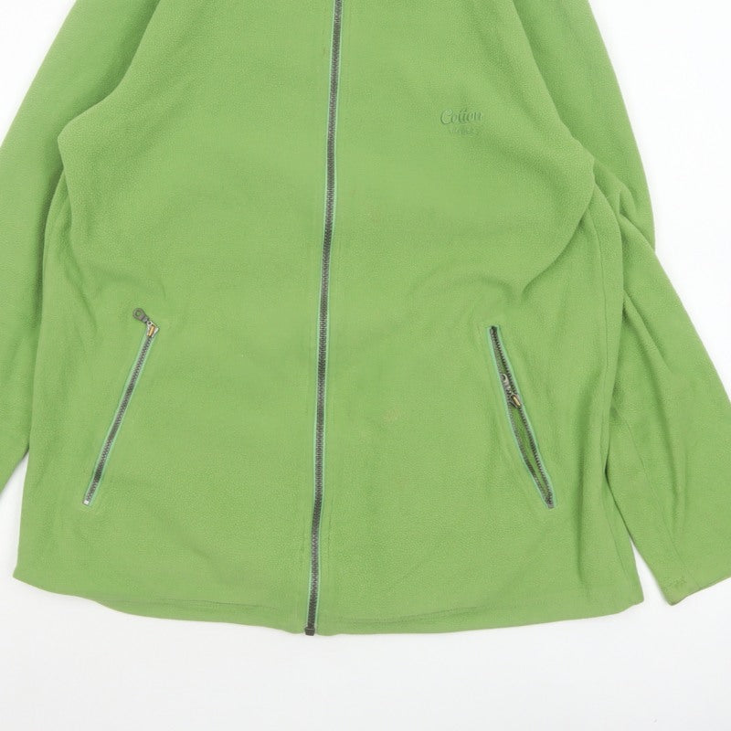 Cotton Traders Men’s Green S Full Zip Fleece Jacket Stand-Up Collar