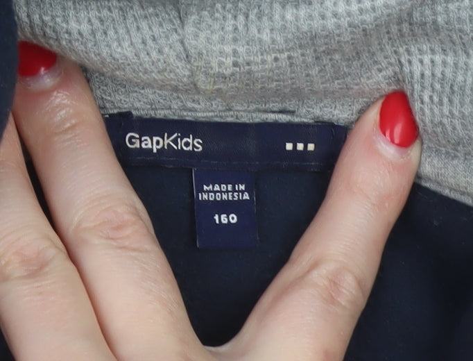 Gap Boys Blue 12-13 Years Pullover Hoodie Logo Fleece