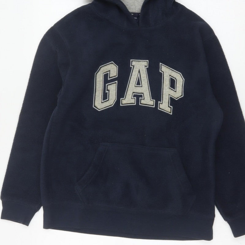 Gap Boys Blue 12-13 Years Pullover Hoodie Logo Fleece