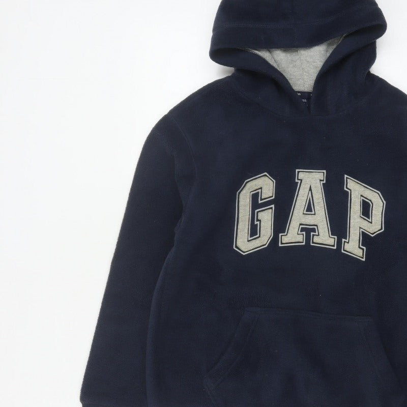 Gap Boys Blue 12-13 Years Pullover Hoodie Logo Fleece