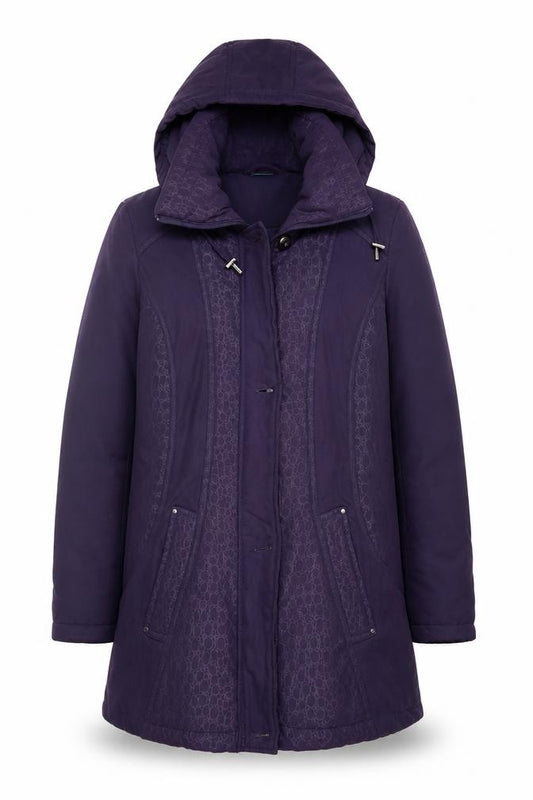 Amber Women's Purple Size 12 Hooded Parka Mid-Length Coat Padded Zip