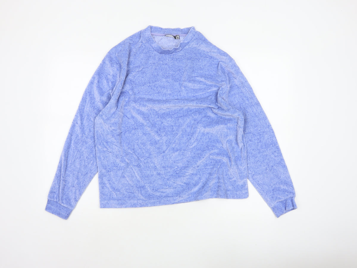 ASOS Women Blue M Basic Jersey Mock Neck Long Sleeve Top