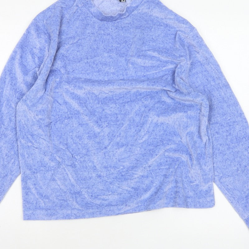 ASOS Women Blue M Basic Jersey Mock Neck Long Sleeve Top