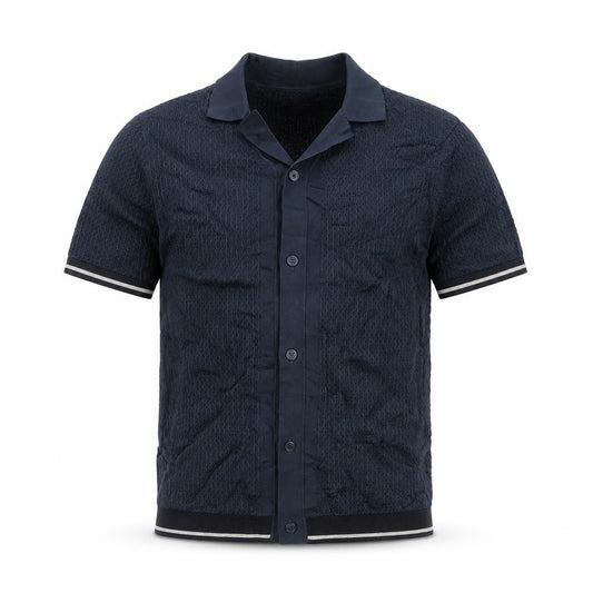Autograph Men’s Blue M Mercerised Cotton Knit Short Sleeve Polo Shirt