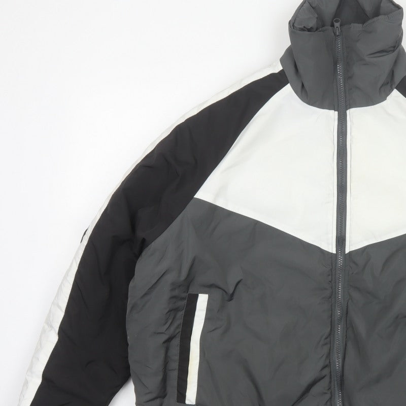 Threadbare Women’s Multicoloured Puffer Jacket UK 20 Grey Black White
