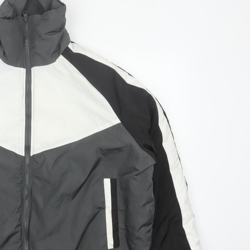 Threadbare Women’s Multicoloured Puffer Jacket UK 20 Grey Black White
