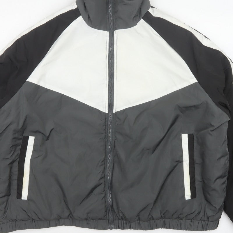 Threadbare Women’s Multicoloured Puffer Jacket UK 20 Grey Black White