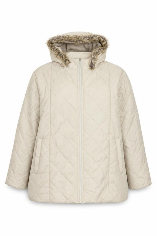 Anne de Lançay Women’s Beige XL Hooded Faux Fur Puffer Jacket