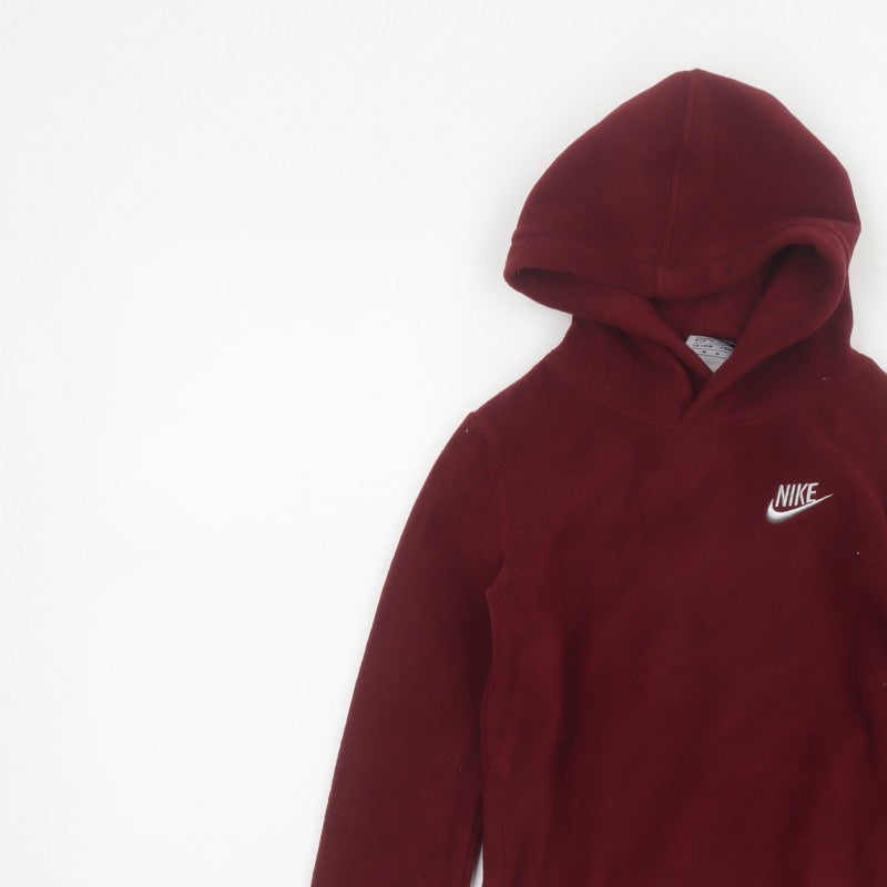 Nike Boys Red 5-6 Years Pullover Fleece Hoodie Logo Pockets