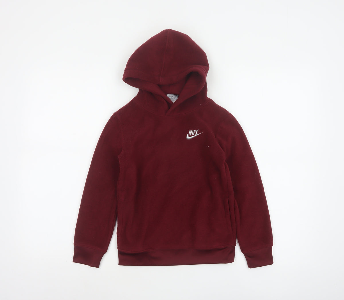 Nike Boys Red 5-6 Years Pullover Fleece Hoodie Logo Pockets