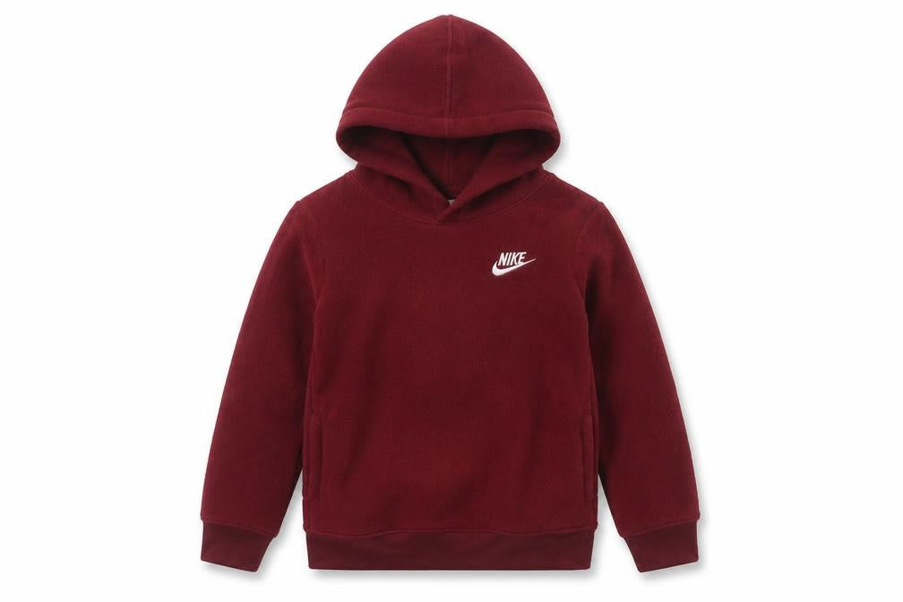 Nike Boys Red 5-6 Years Pullover Fleece Hoodie Logo Pockets