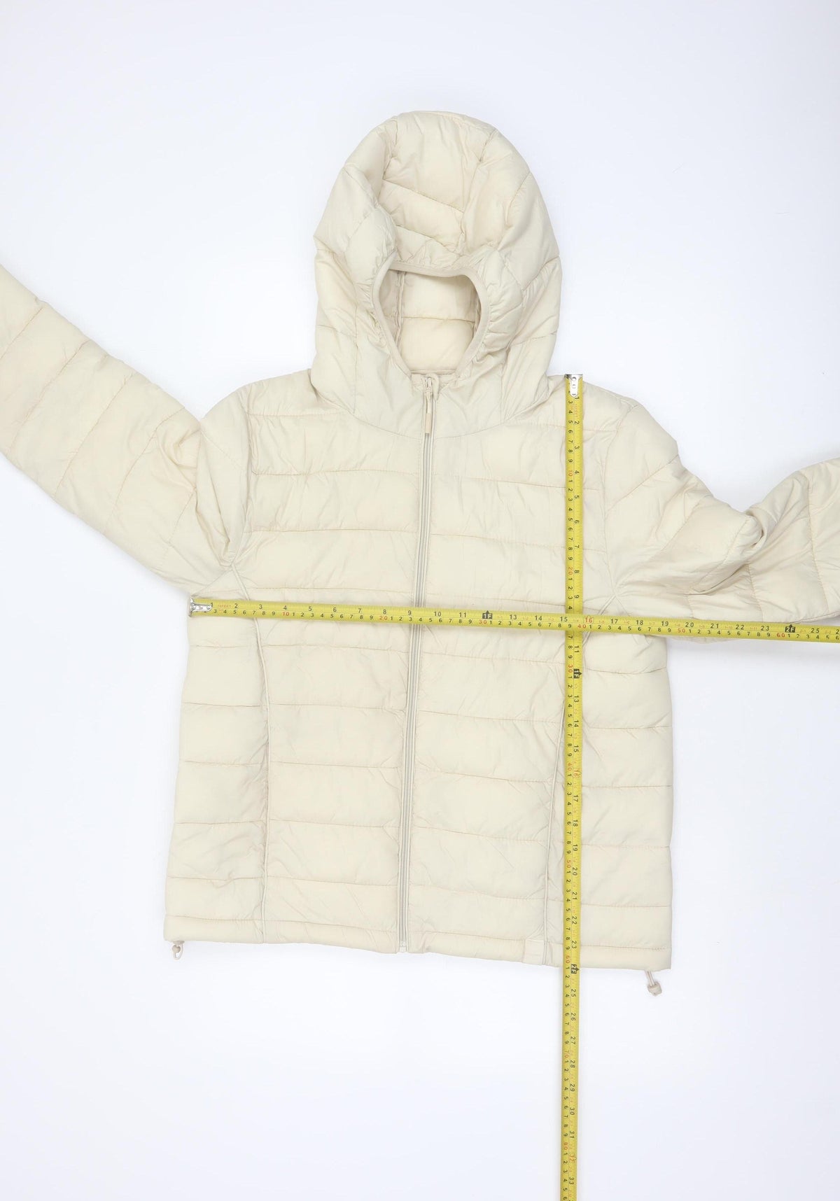 Pull&Bear Women Ivory L Hooded Quilted Puffer Jacket