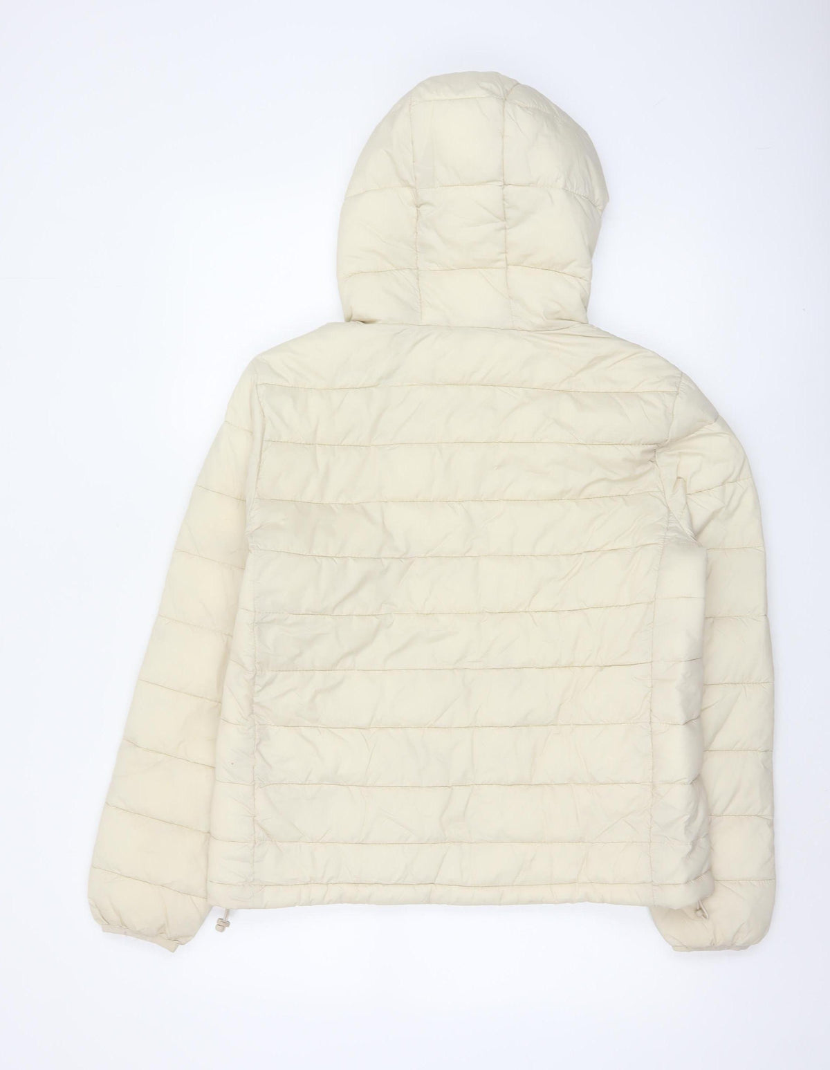 Pull&Bear Women Ivory L Hooded Quilted Puffer Jacket