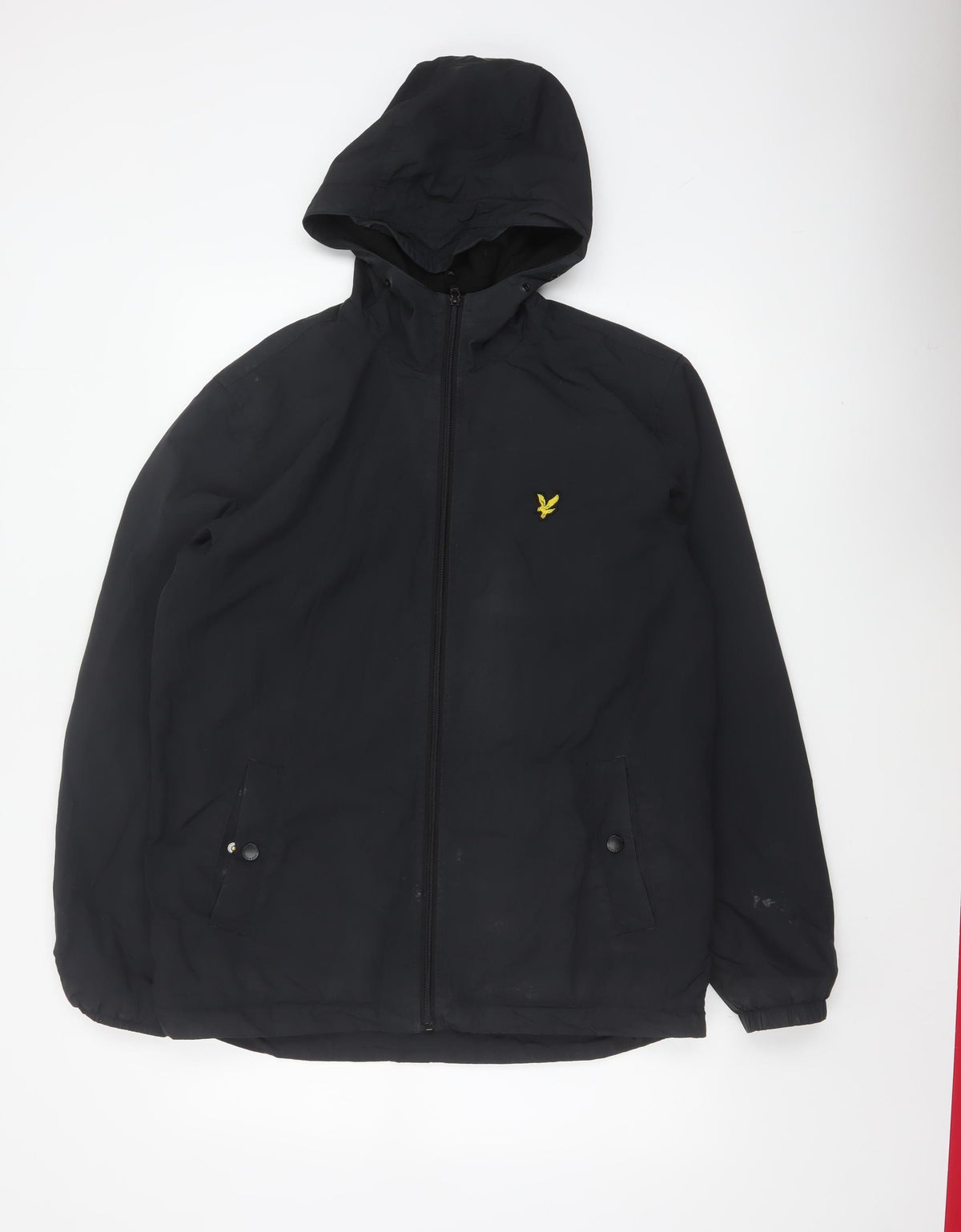 Lyle & Scott Men's Black M Hooded Nylon Jacket Logo Full Zip