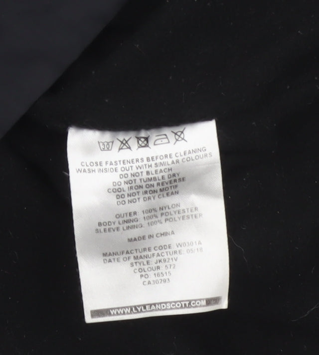 Lyle & Scott Men's Black M Hooded Nylon Jacket Logo Full Zip