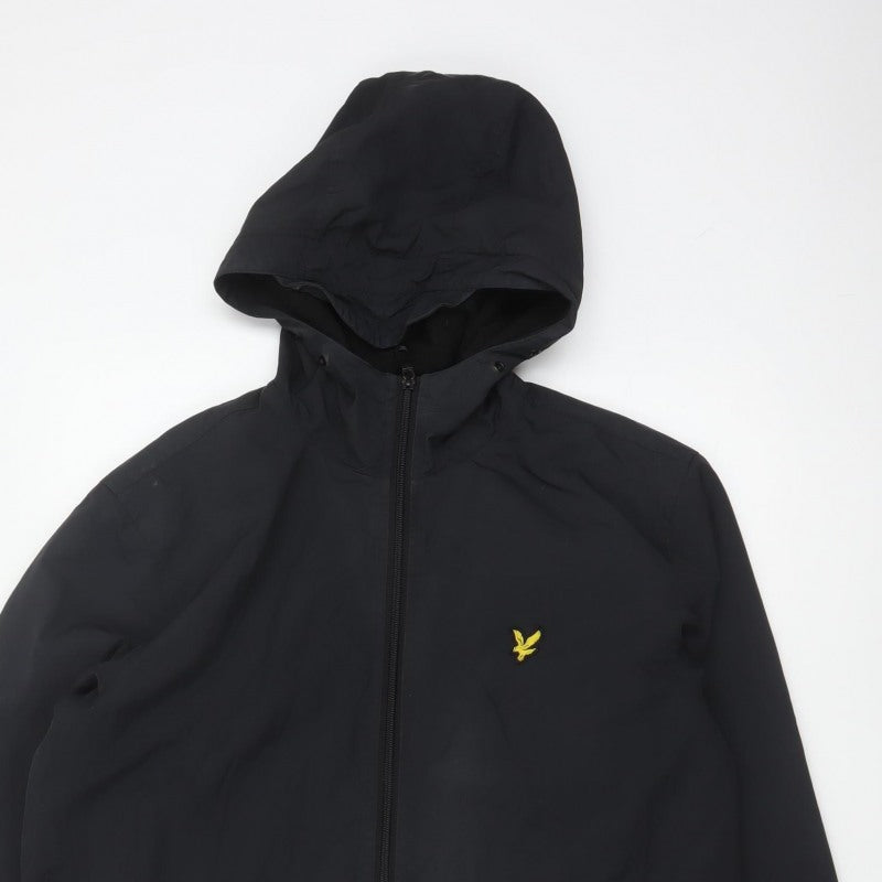 Lyle & Scott Men's Black M Hooded Nylon Jacket Logo Full Zip