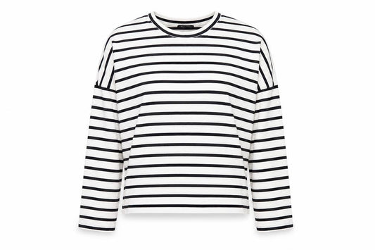 Monki Women’s Black White Striped Cotton Jersey Long Sleeve T-Shirt S