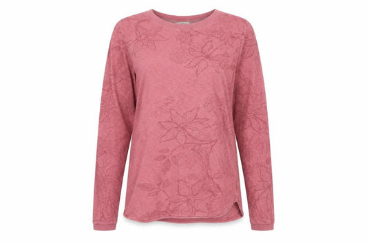White Stuff Women Pink UK 12 Floral Long Sleeve Jersey T-Shirt