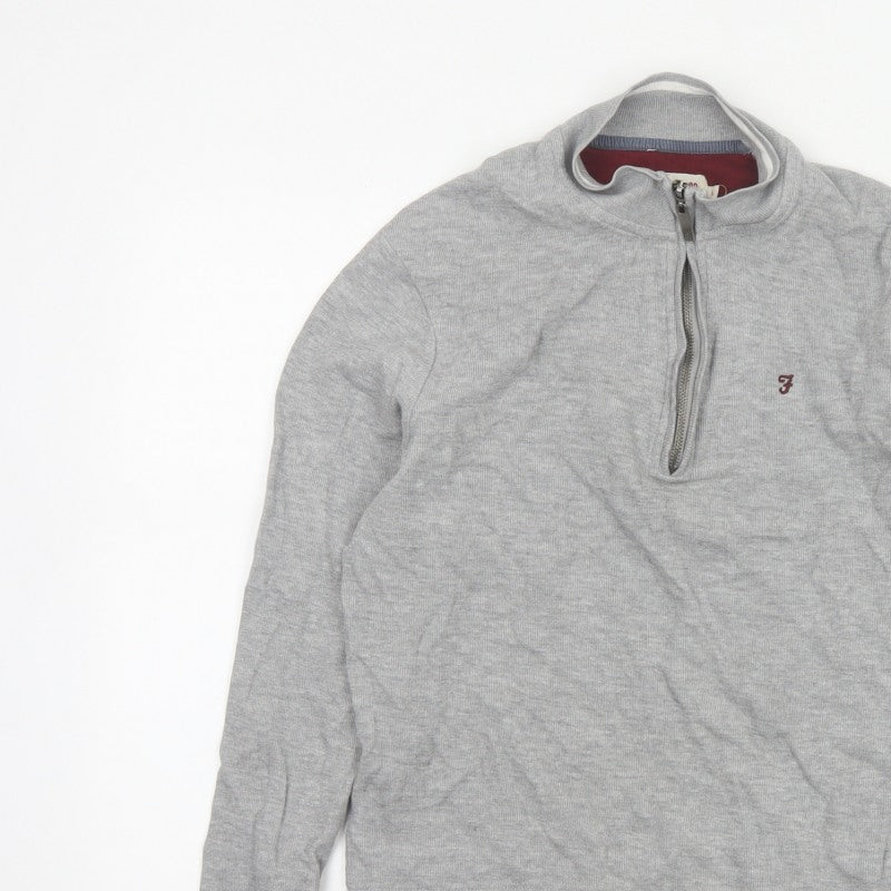 Farah Women’s Grey L Half Zip Logo Sweatshirt Pullover