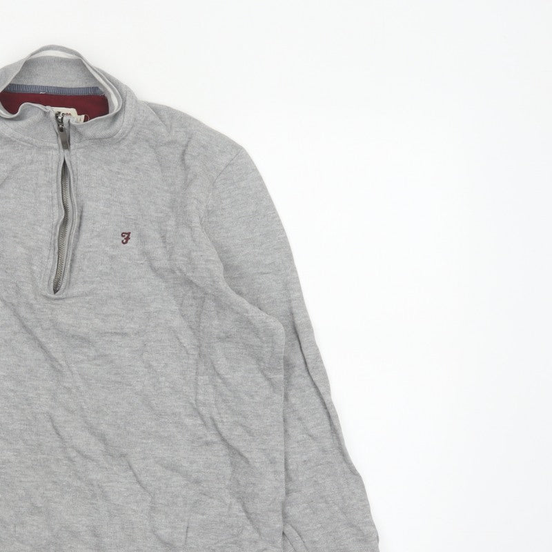 Farah Women’s Grey L Half Zip Logo Sweatshirt Pullover