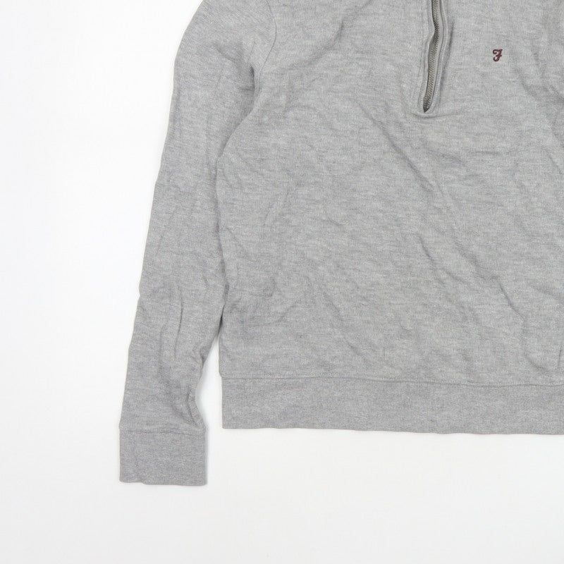 Farah Women’s Grey L Half Zip Logo Sweatshirt Pullover